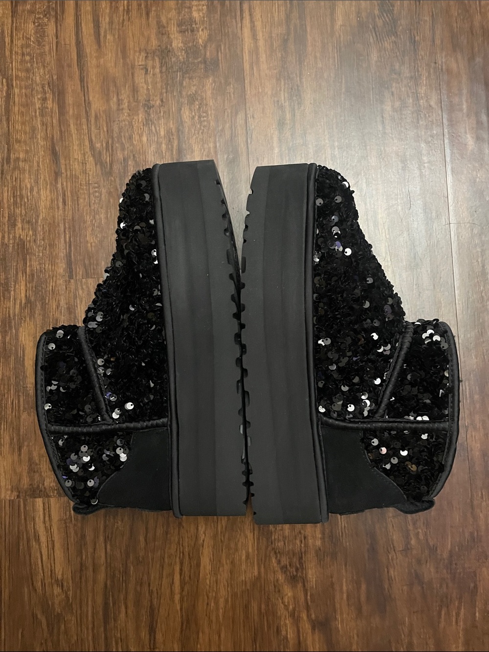 UGG Ultra Mini Chunky Sequin sparkle black Boots Women size 9 - Picture 5 of 16